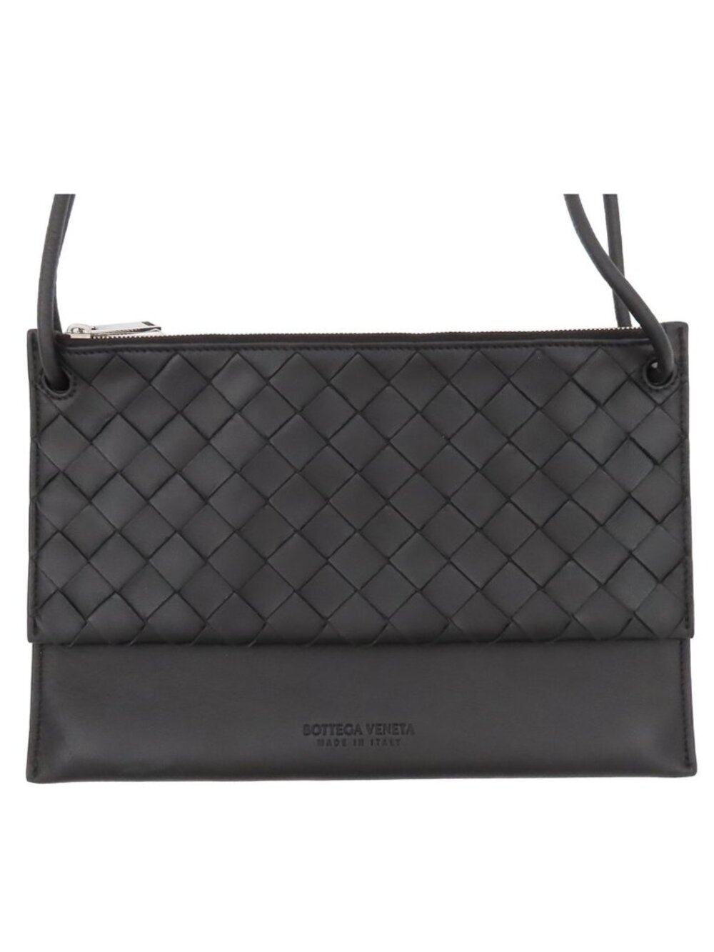 Bottega Veneta Intrecciato Double Pouch Black Leather Shoulder Bag